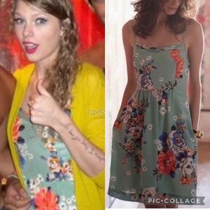 Anthropologie Moulinette Soeurs 100% Silk Floral Spaghetti Straps Dress size 2